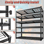 Assembly graphic: three step boltless installation of the 6 tier rack using the included rubber mallet