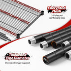 Detail graphic: wire deck shown with three V shaped reinforcing bars underneath, next to thickened steel posts