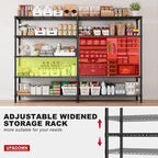 Detail graphic: shelves raised and lowered along the poles to change the gap height