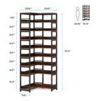 Dimension diagram showing 23.62 inch arms, 78.74 inch height and the shelf spacings
