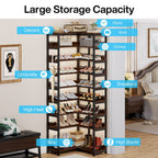 Graphic showing what the tiers hold, from sneakers and heels to boxes and boots