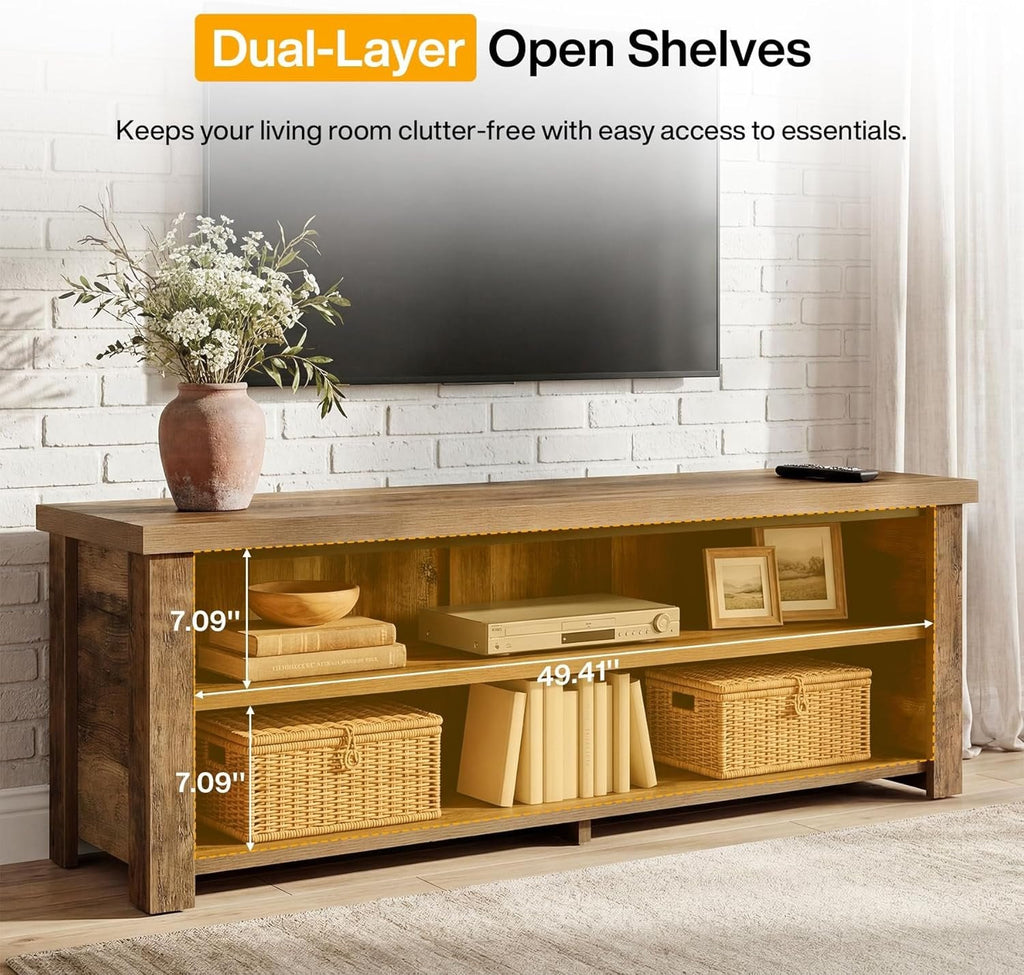 Detail of the dual-layer open shelves with 7.09 inch clearance
