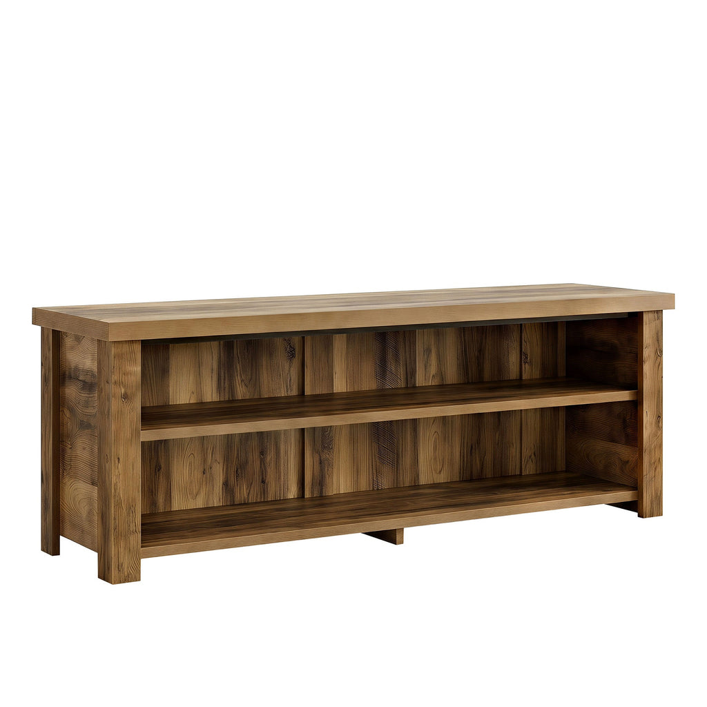 Farmhouse 2 tier TV stand on a white background