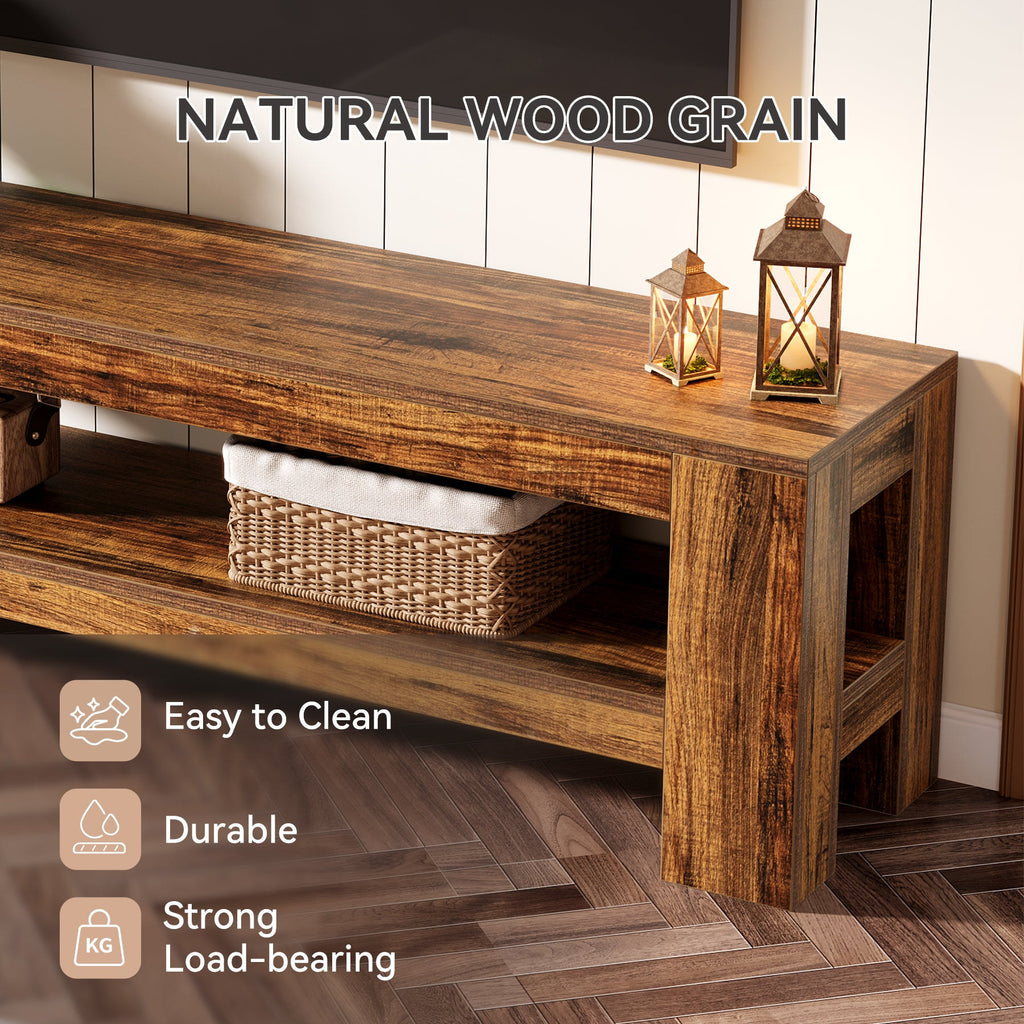 Close-up of the natural wood grain top and easy to clean surface with a lantern