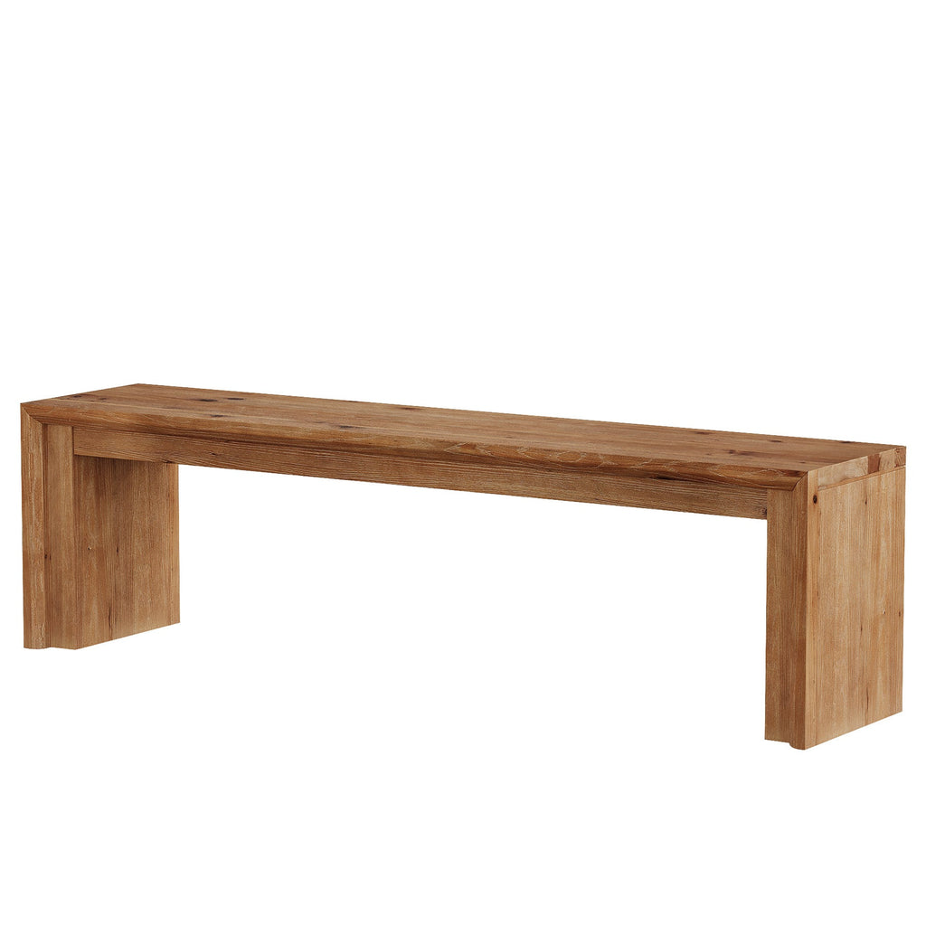 Solid wood low TV stand on a white background