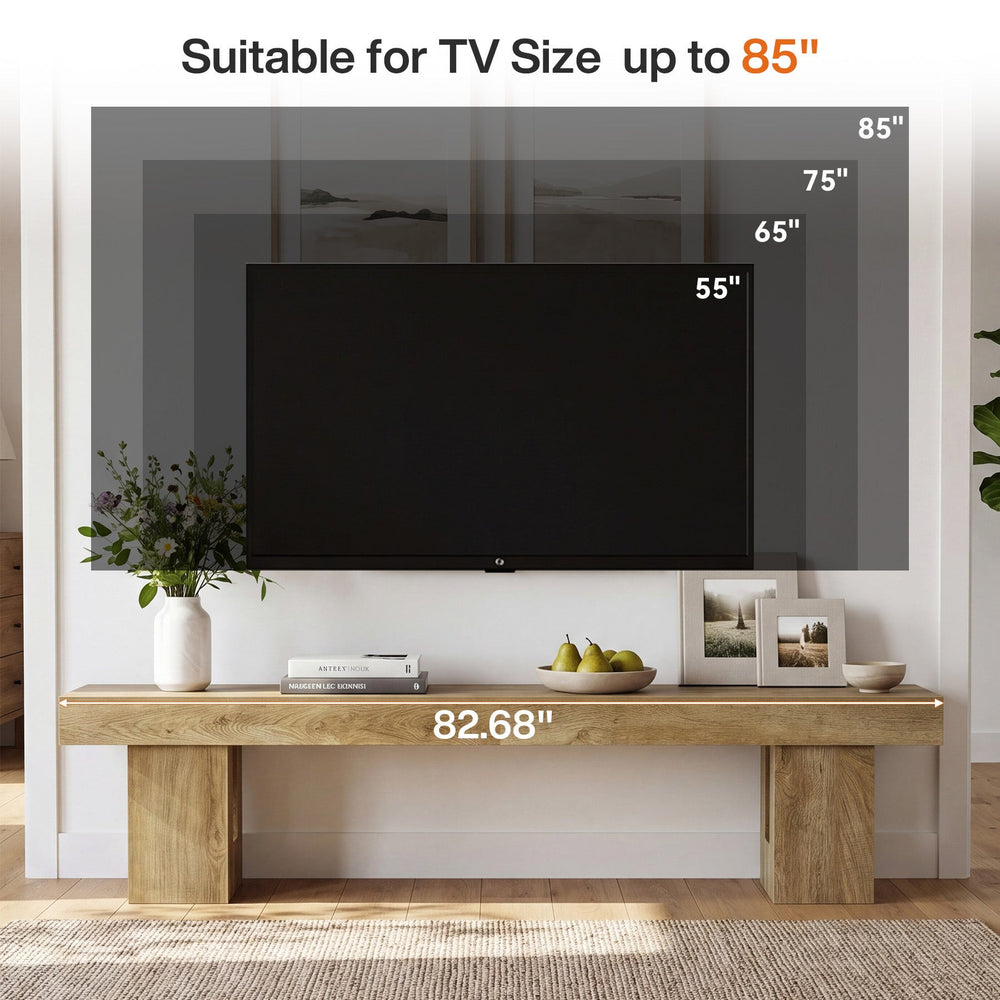 TV size guide graphic: suitable for TV sizes up to 85 inch, shown with 55, 65, 75 and 85 inch outlines