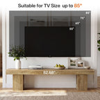 TV size guide graphic: suitable for TV sizes up to 85 inch, shown with 55, 65, 75 and 85 inch outlines