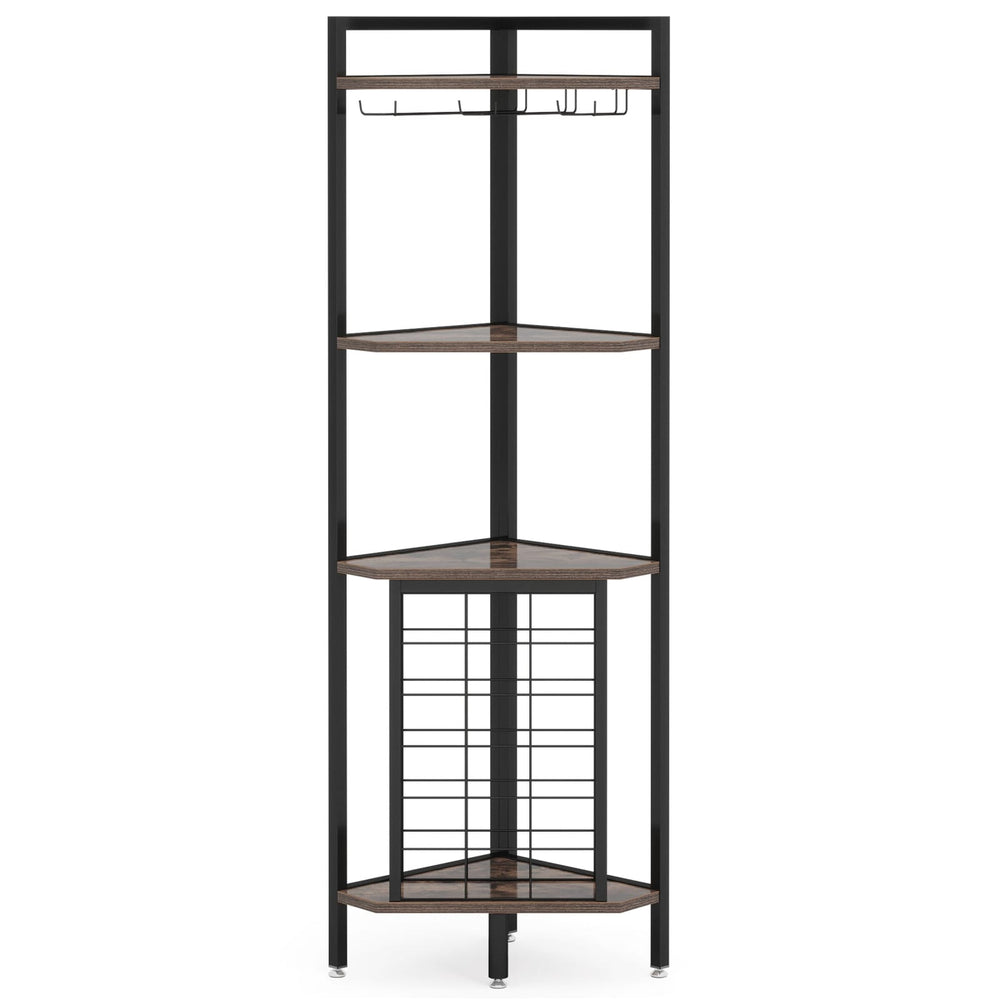 4 Tier Corner Wine Rack with Glass Holder, view 4