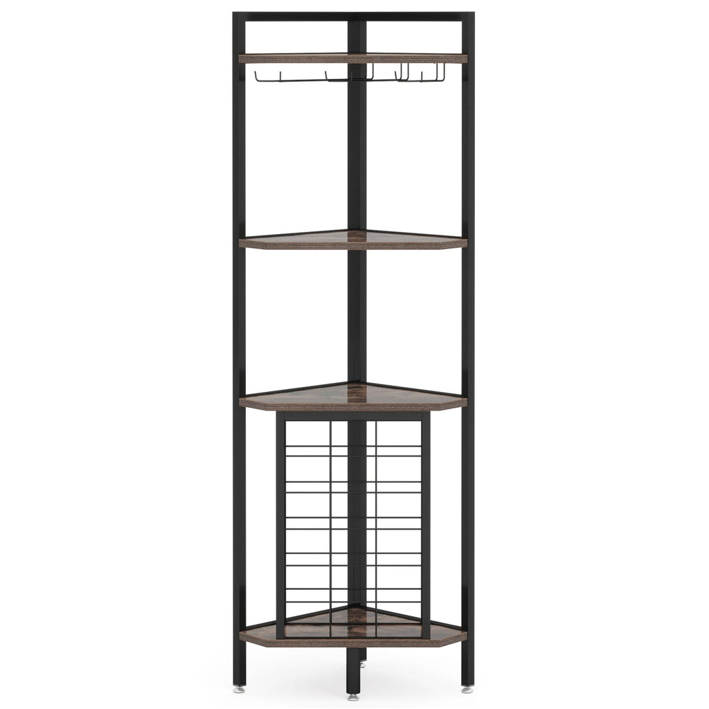 4 Tier Corner Wine Rack with Glass Holder, view 4