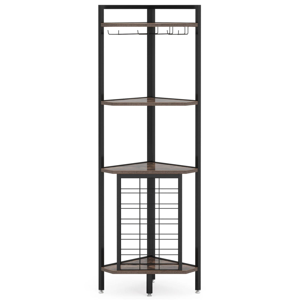 4 Tier Corner Wine Rack with Glass Holder, view 4