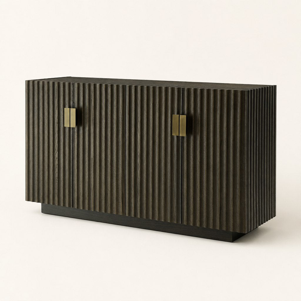 Sloane fluted sideboard three-quarter angle view on cream background
