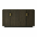 Stowena Sloane 59 inch fluted sideboard in Grey Oak with brushed brass handles, front view on white background